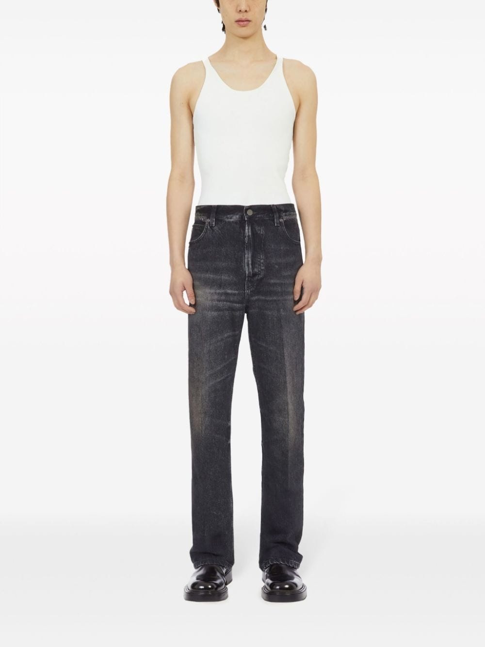 stonewashed denim straight-leg jeans - 2