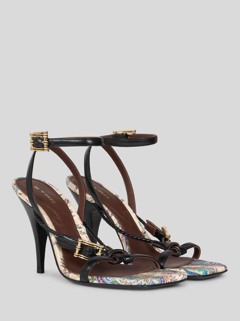 HIGH-HEELED SANDALS IN WOVEN LEATHER - 1