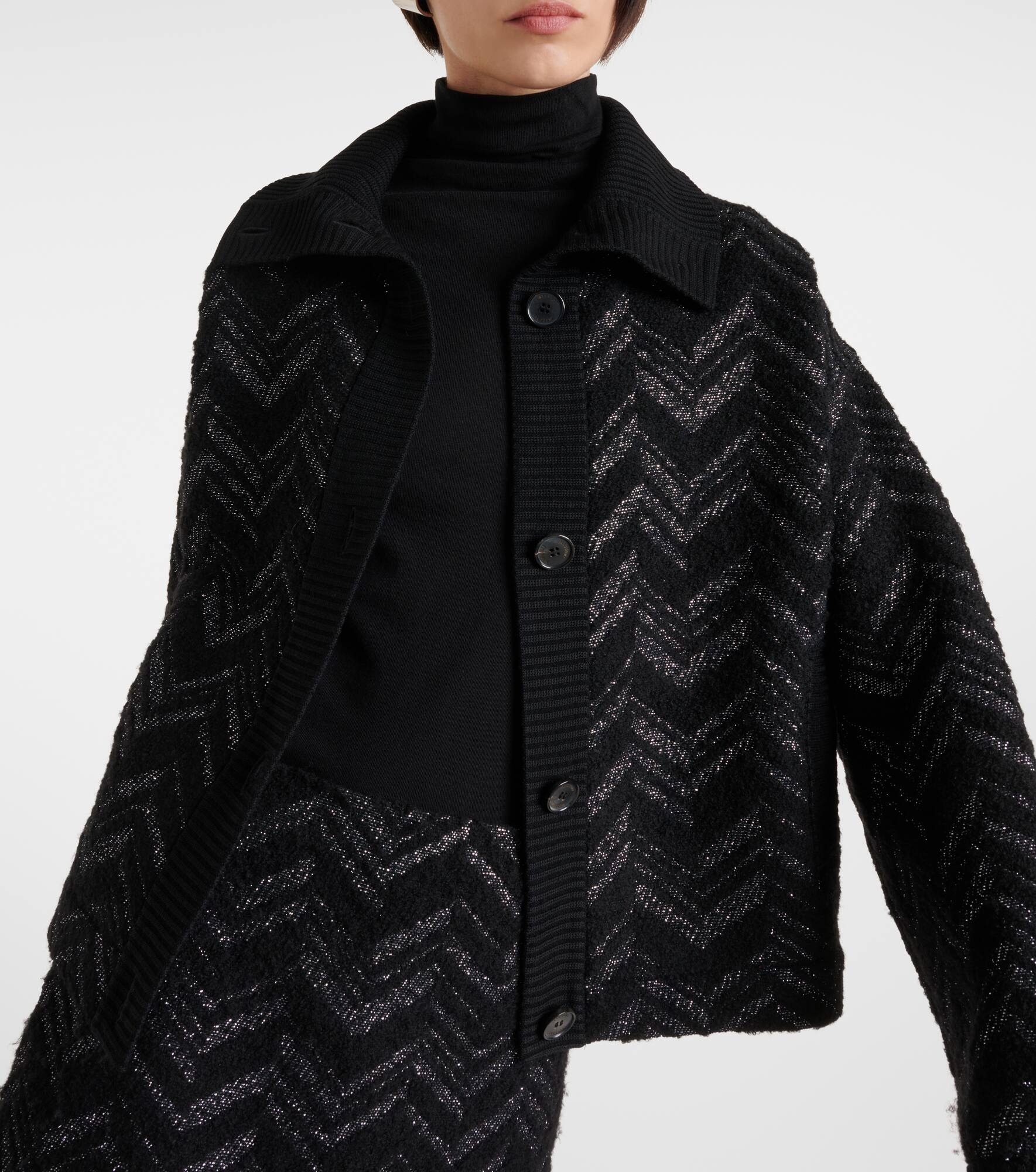 Zig Zag lamé cardigan - 6