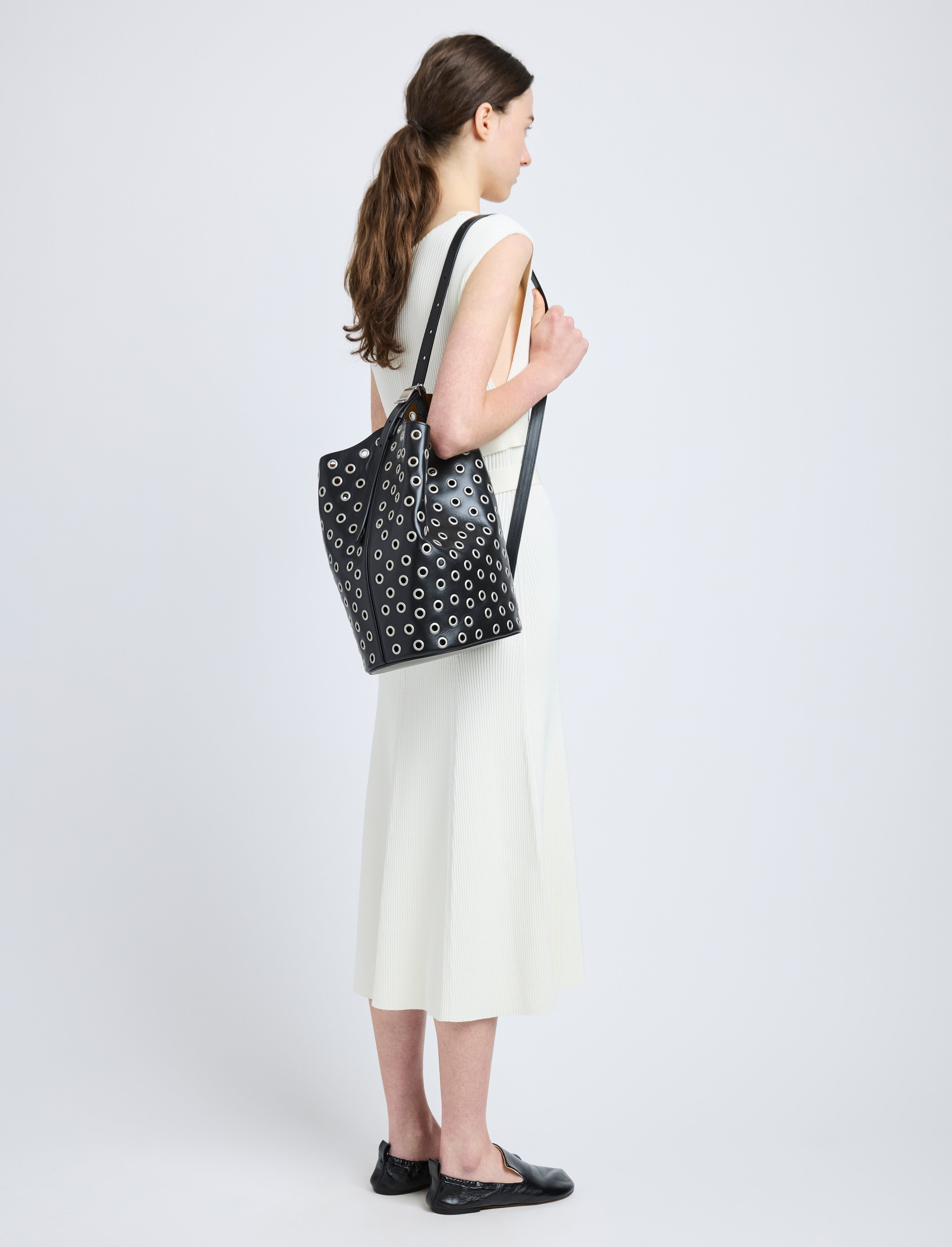 Brant Bucket Bag in Eyelet Covered Smooth Calf - 6