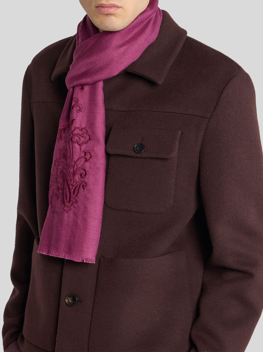 CASHMERE AND SILK SCARF WITH EMBROIDERY - 2