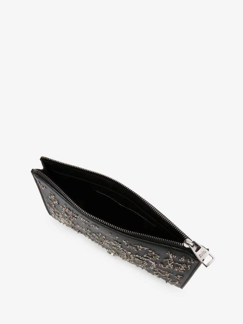 Men's Skull Four-ring Small Pouch in Black/white - 4
