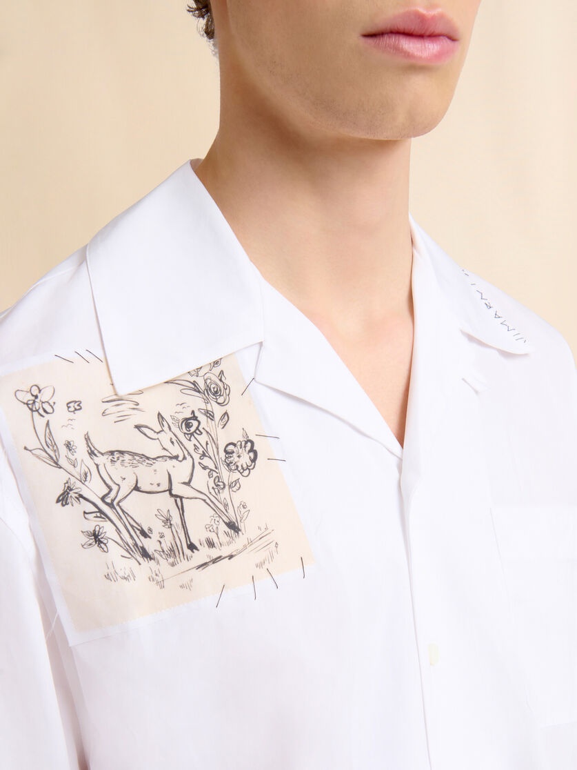 WHITE POPLIN BOWLING SHIRT WITH DANTE PATCH - 4