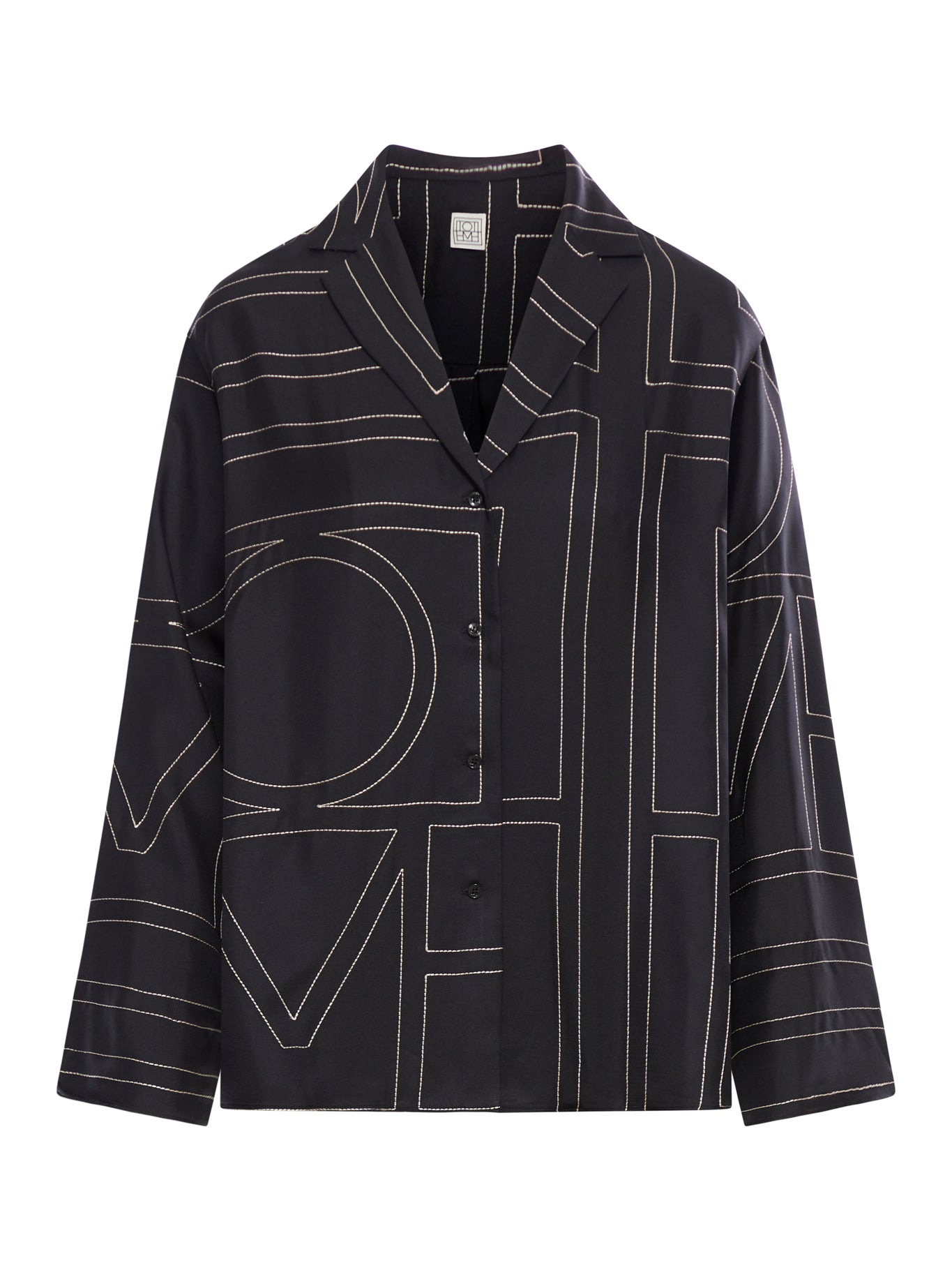 MONOGRAM SILK PJ TOP BLOUSE - 2