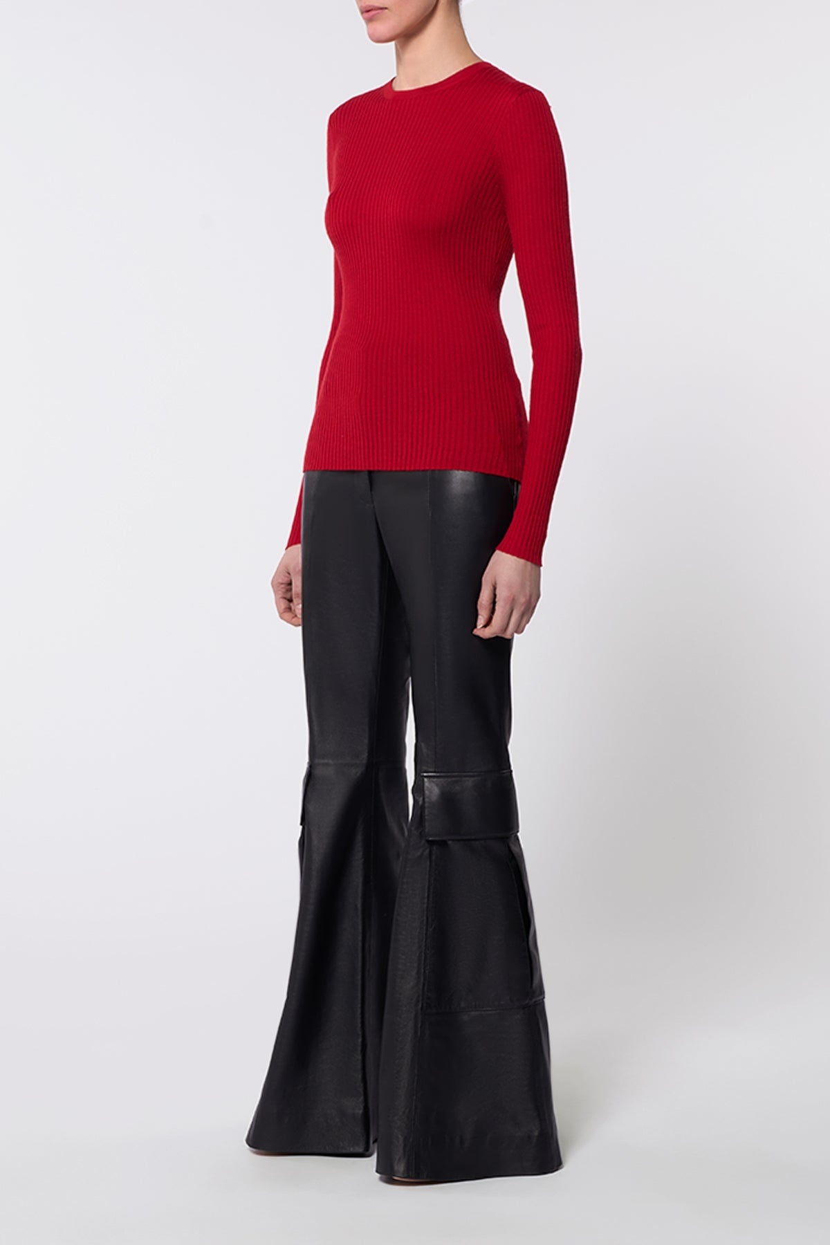 Browning Knit Sweater in Scarlet Red Cashmere Silk - 3