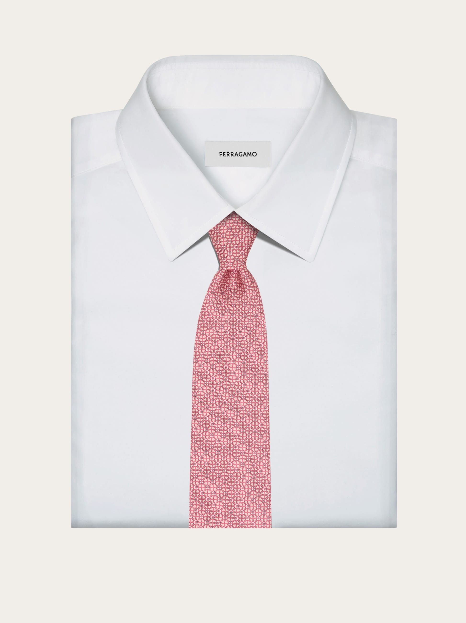 Gancini and hearts printed silk tie - 4