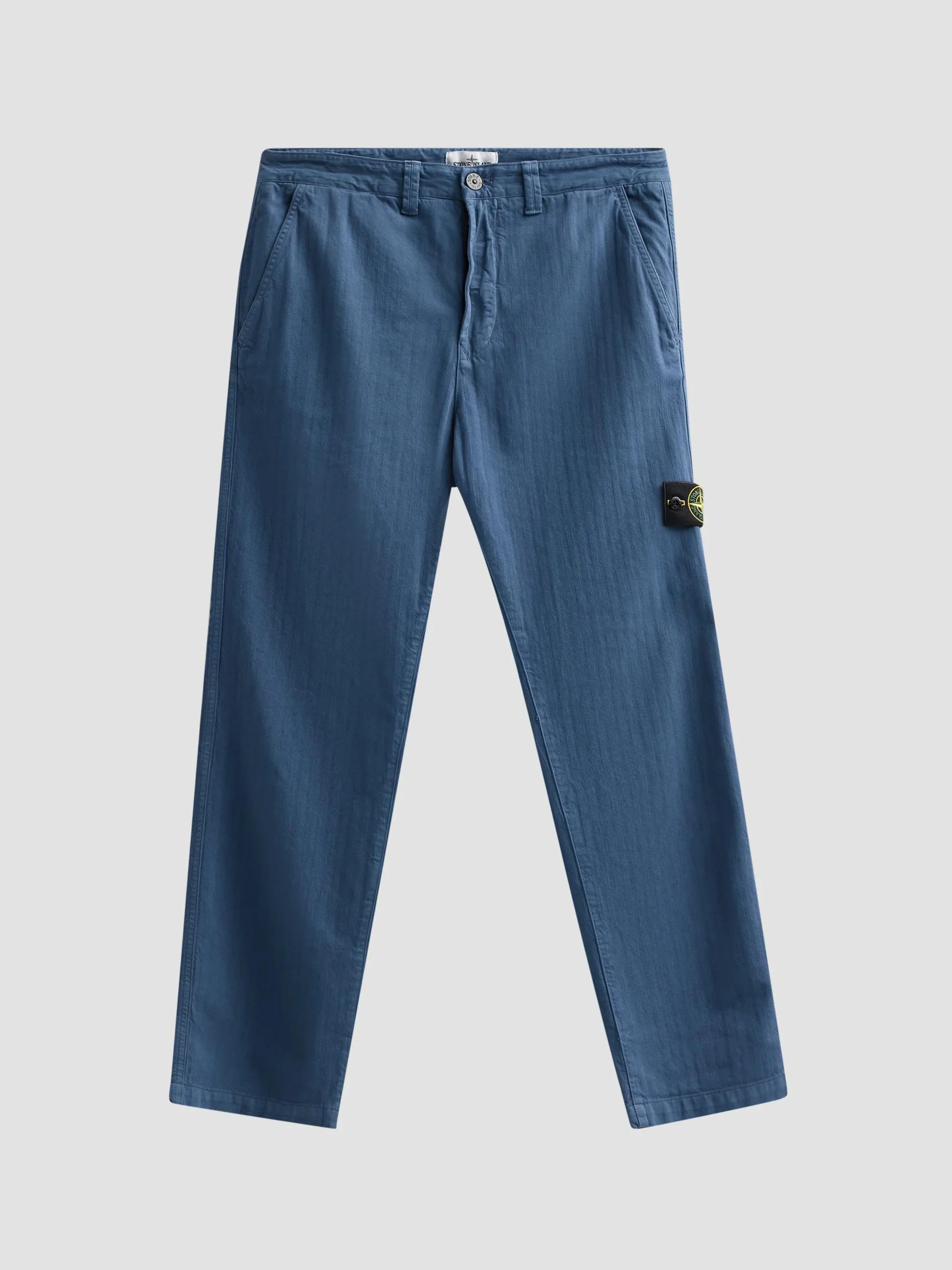 Men's Textured Cotton Straight-Leg Pants - Slate Blue - 1