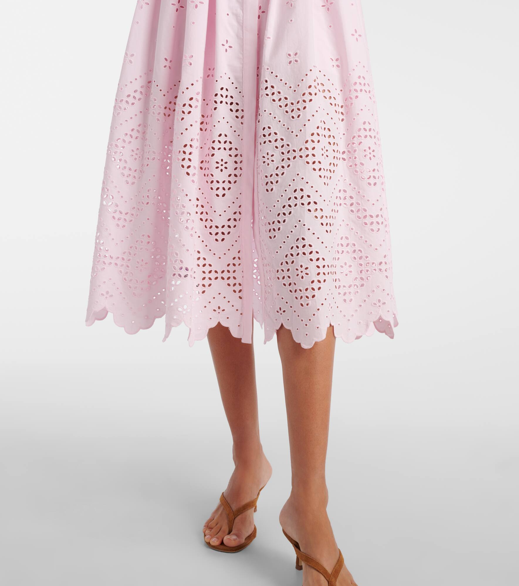 Broderie anglaise cotton midi dress - 6