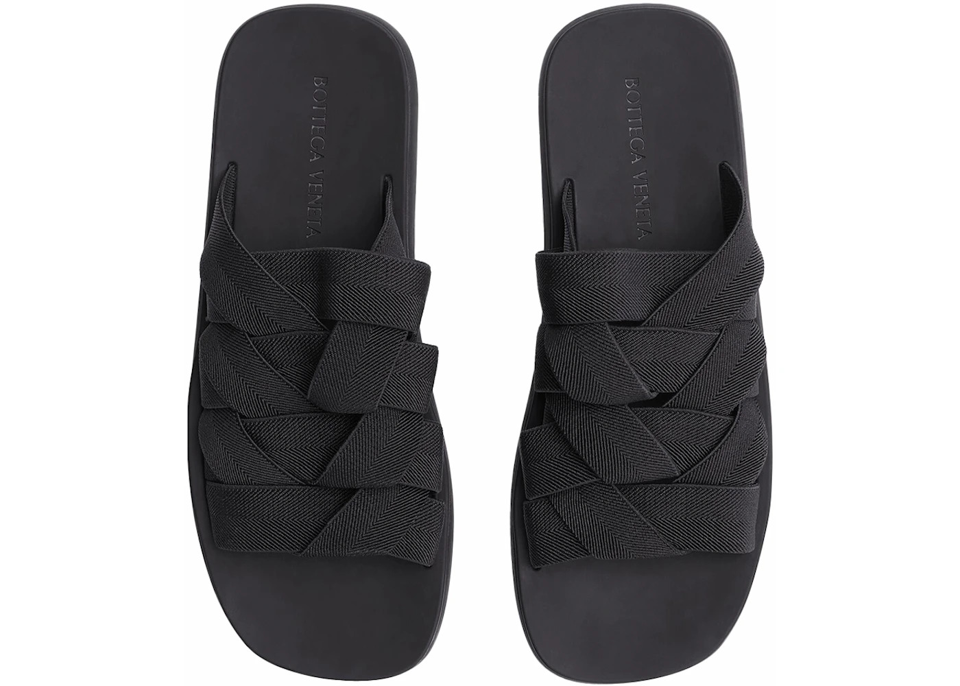 Bottega Veneta Intrecciato Elastic Slides Black - 2