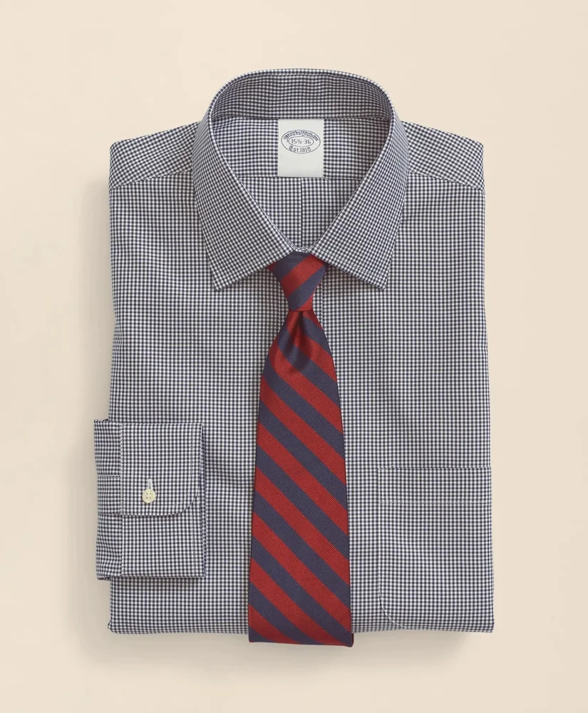 Stretch Supima® Cotton Non-Iron Pinpoint Oxford Ainsley Collar, Gingham Dress Shirt - 1