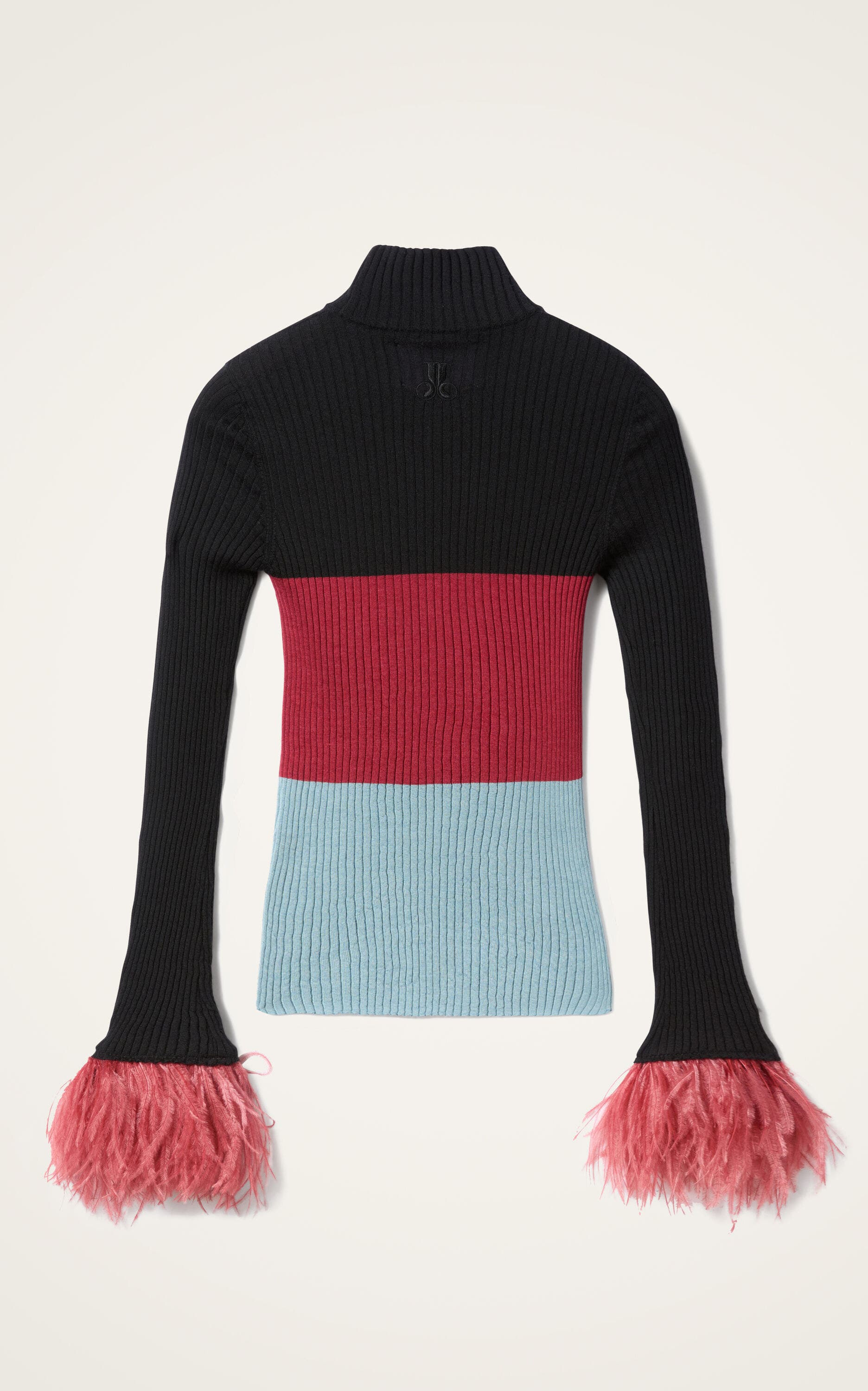 La DoubleJ High Kick Top With Feathers in Color Block Black at Nordstrom - 3