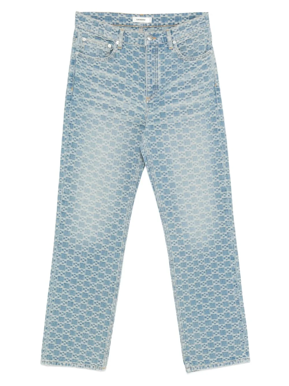square-pattern jeans - 1