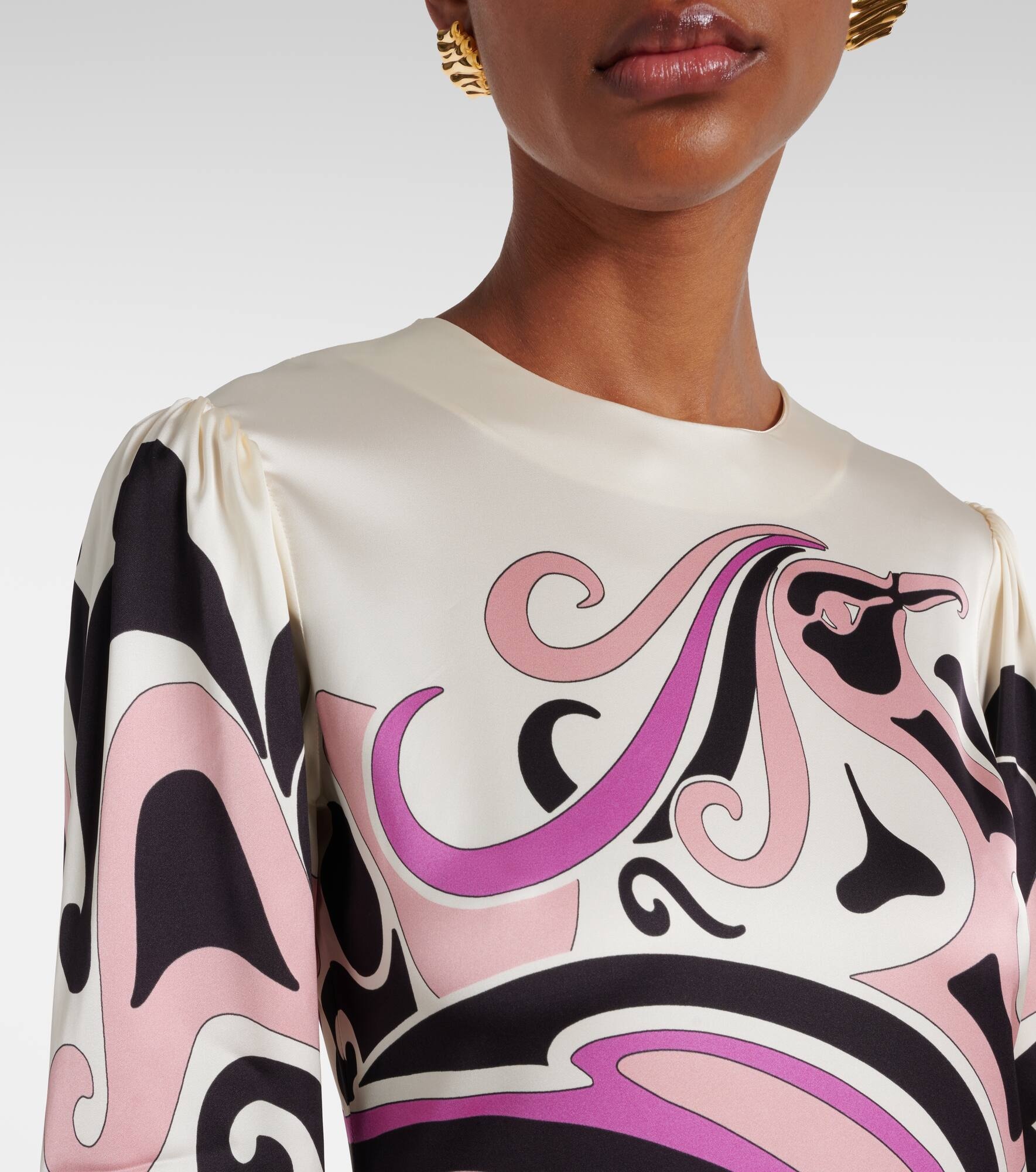 Clingy Swing printed satin midi dress - 4