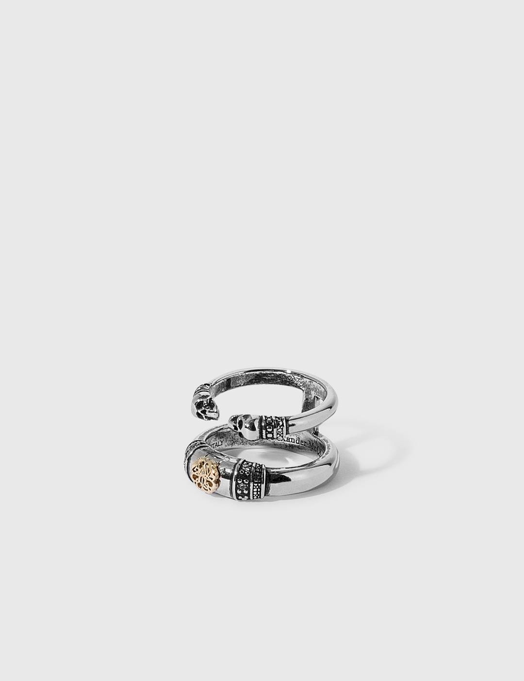 Skull and Charm Seal Double Ring - 1