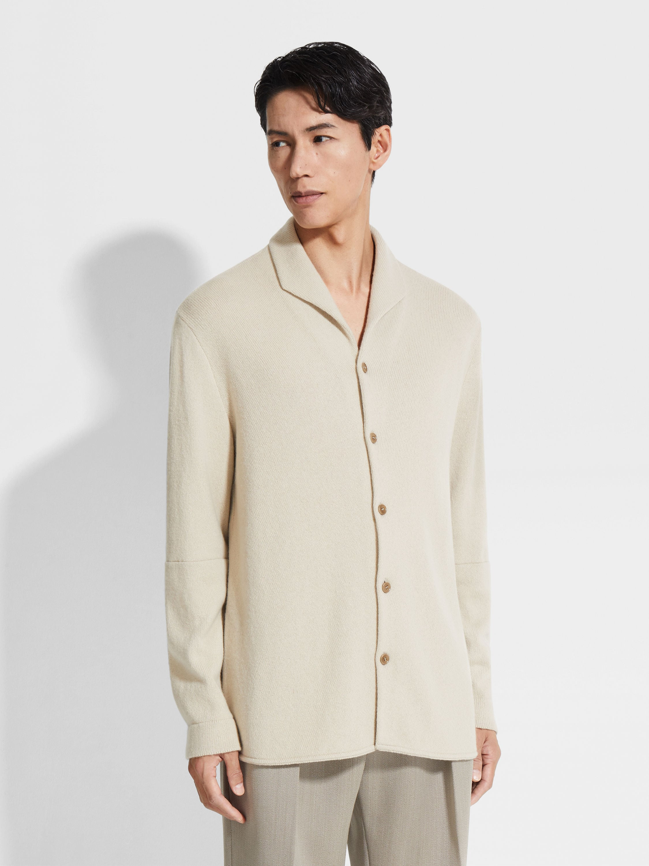 LIGHT BEIGE OASI CASHMERE SHIRT - 4