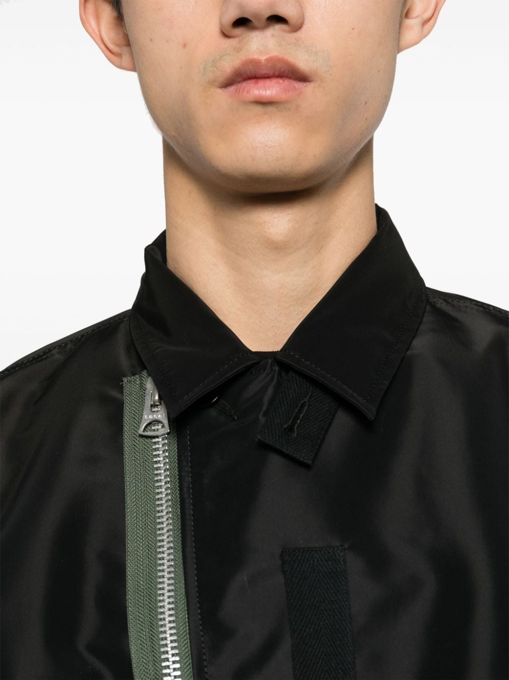 contrasting-trim layered bomber jacket - 5