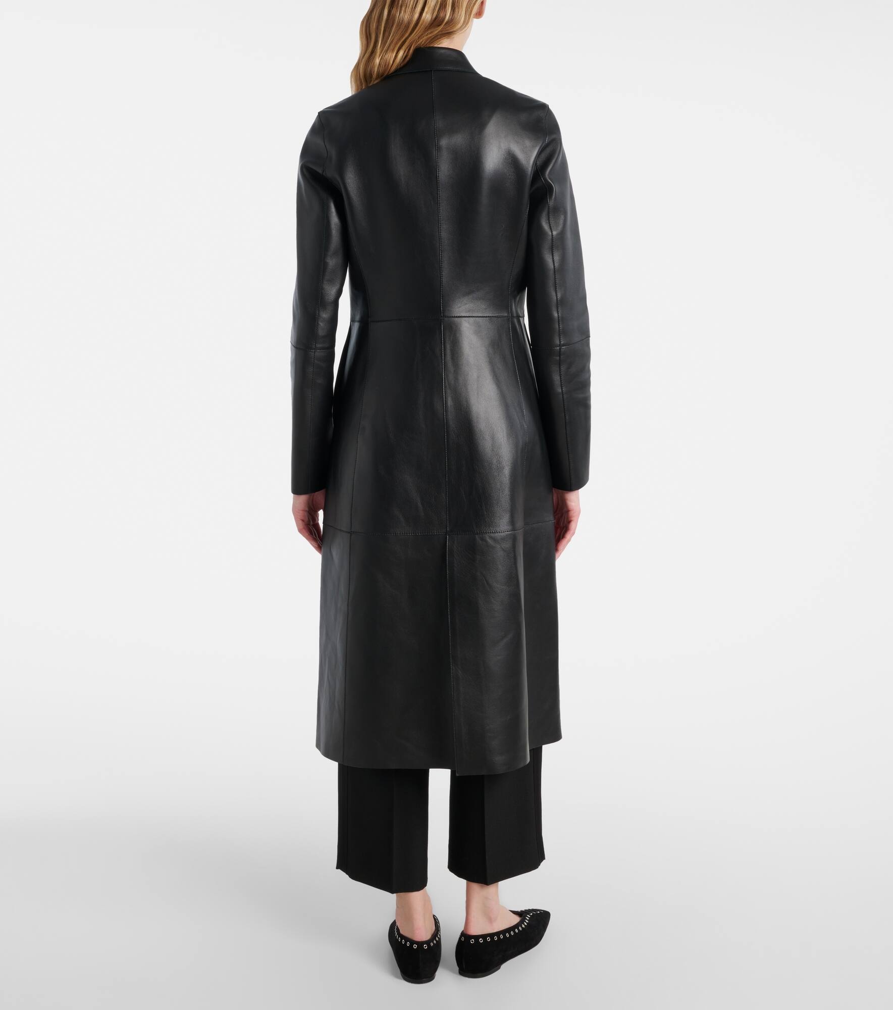 Paneled leather coat - 3