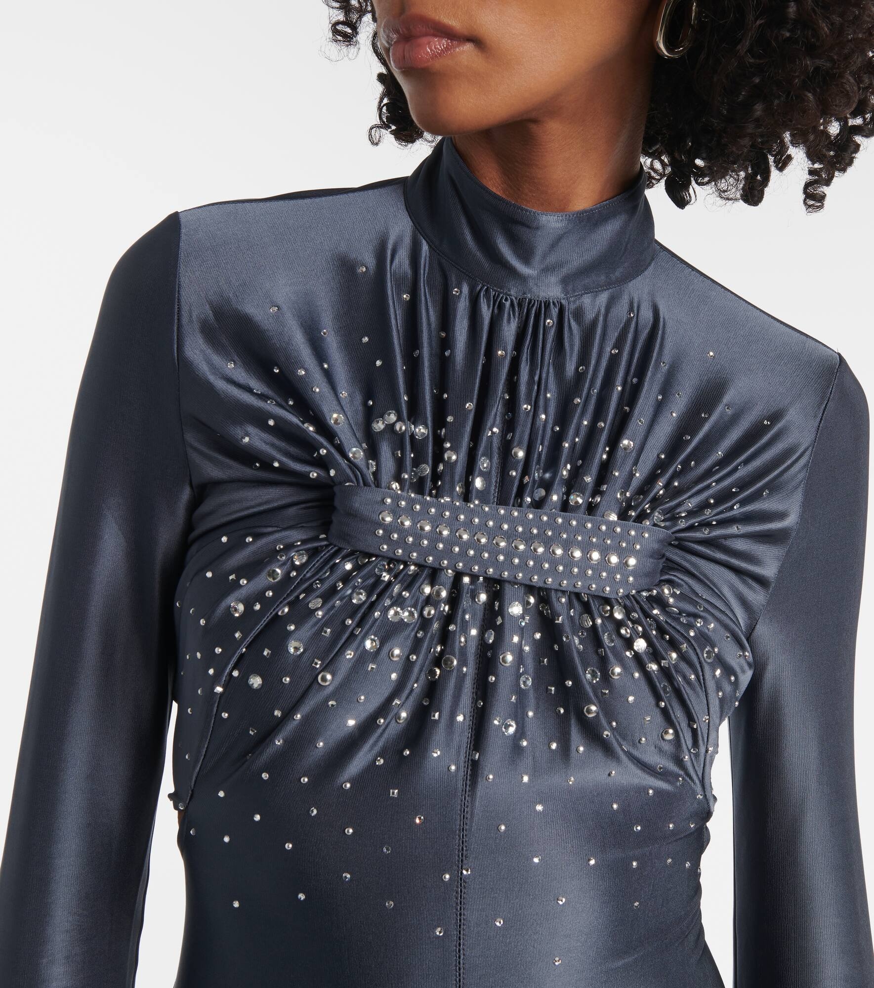Embellished gathered jersey gown - 4