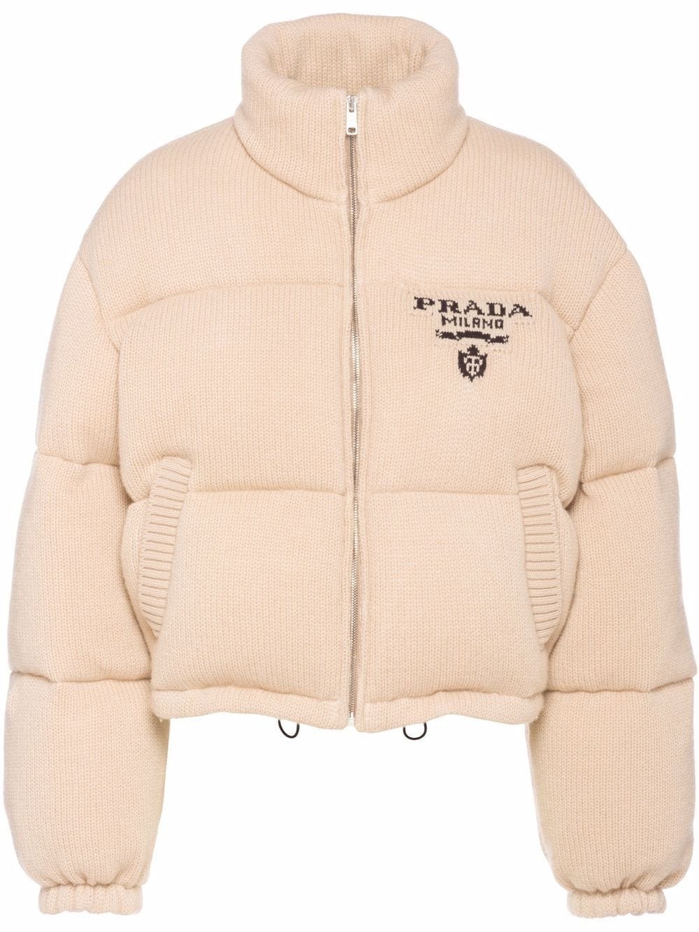 logo-detail cashmere padded jacket - 1