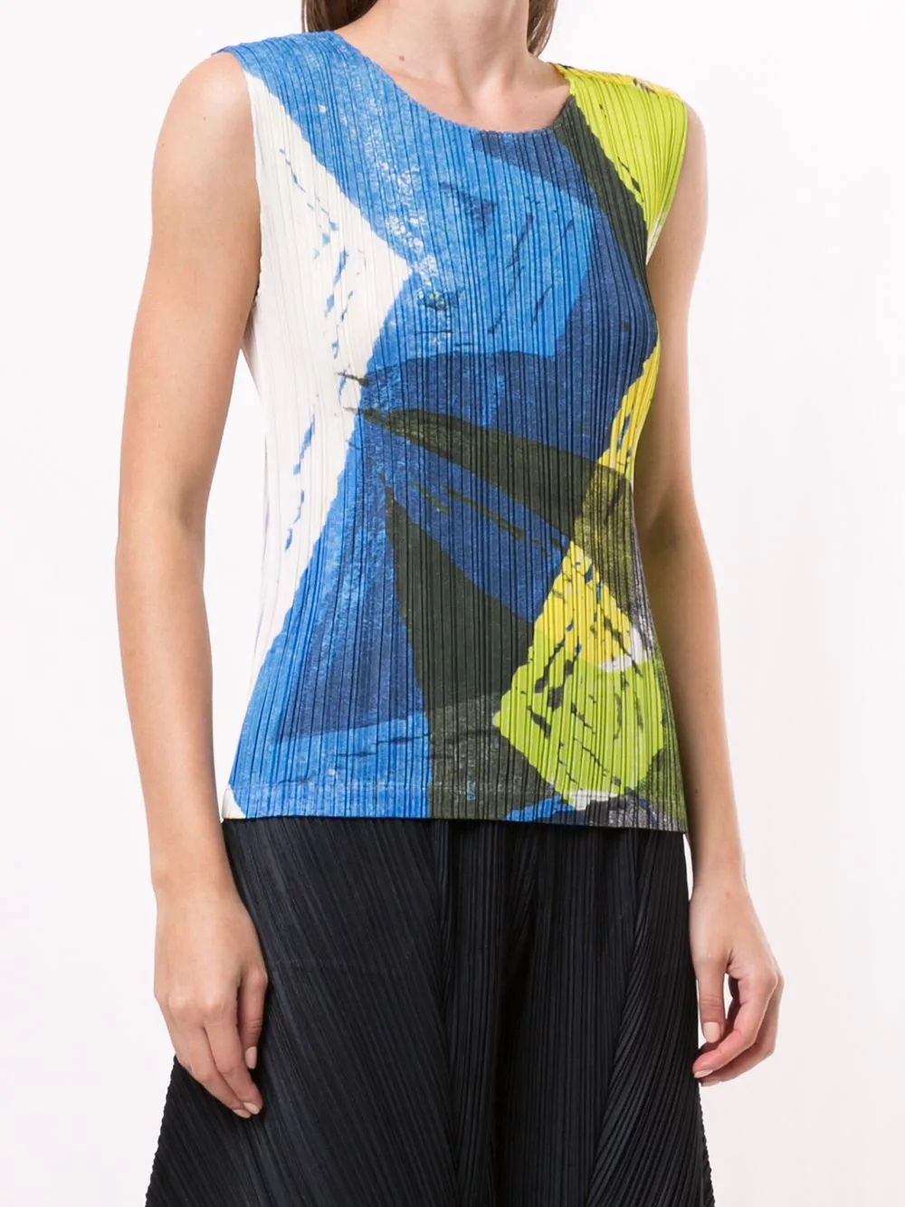 abstract print pleated tank top  - 3