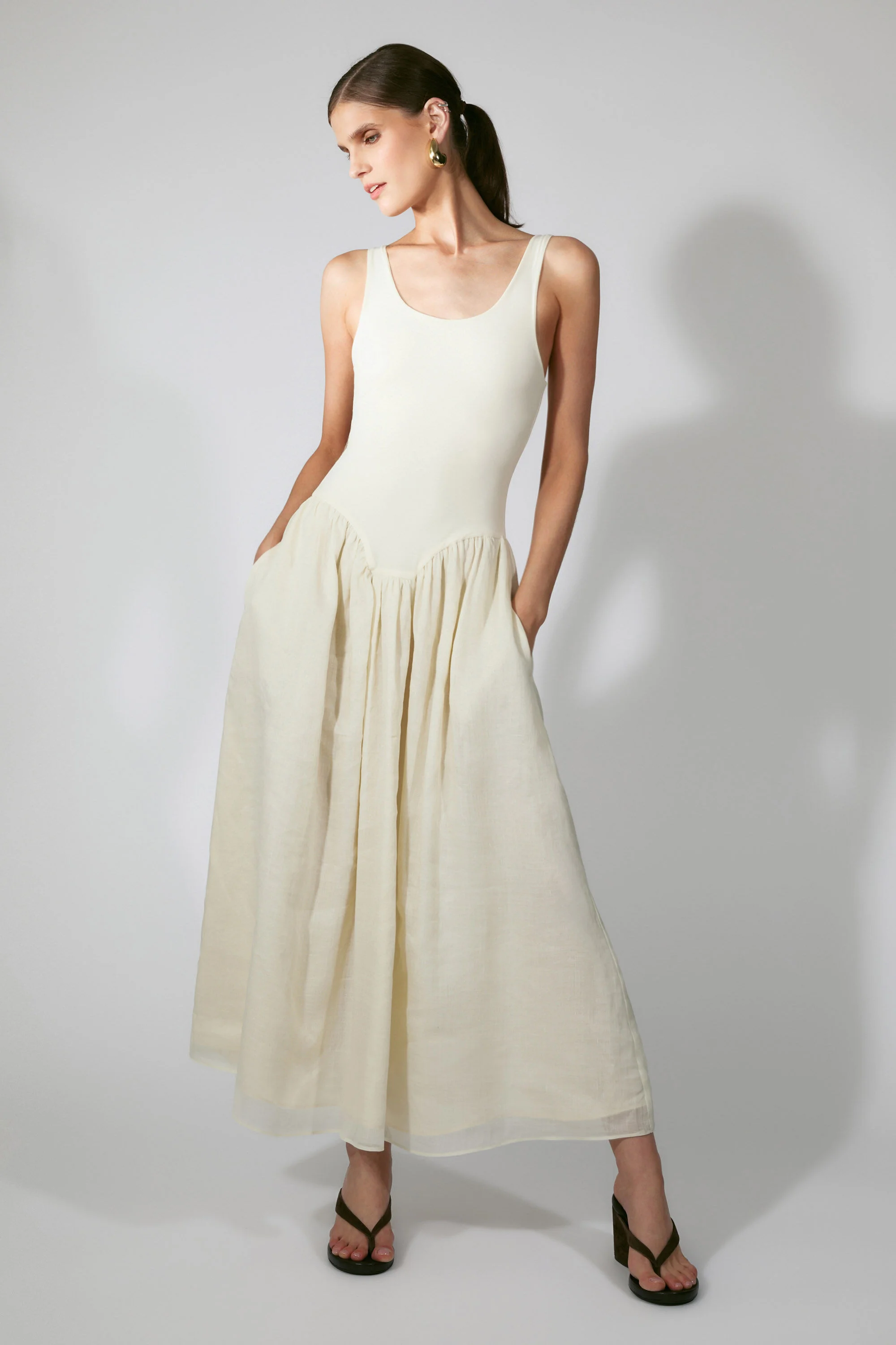Lorie Scoop Neck Midi Dress In Buttercup - 1