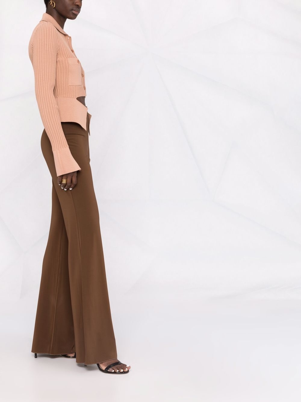 ribbed buttoned-up knitted top - 4