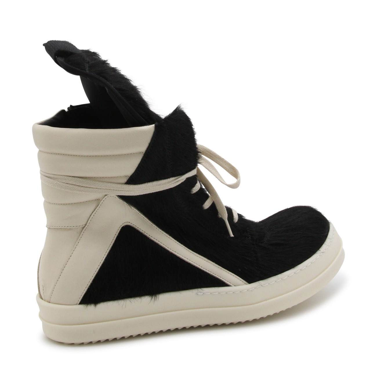 black and white leather geobasket sneakers - 3
