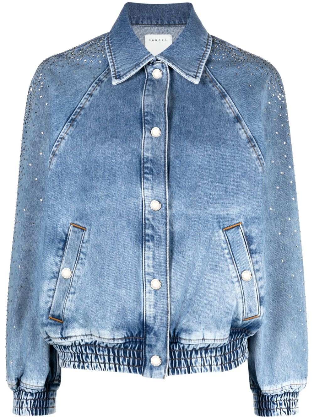 crystal-embellished denim jacket - 1