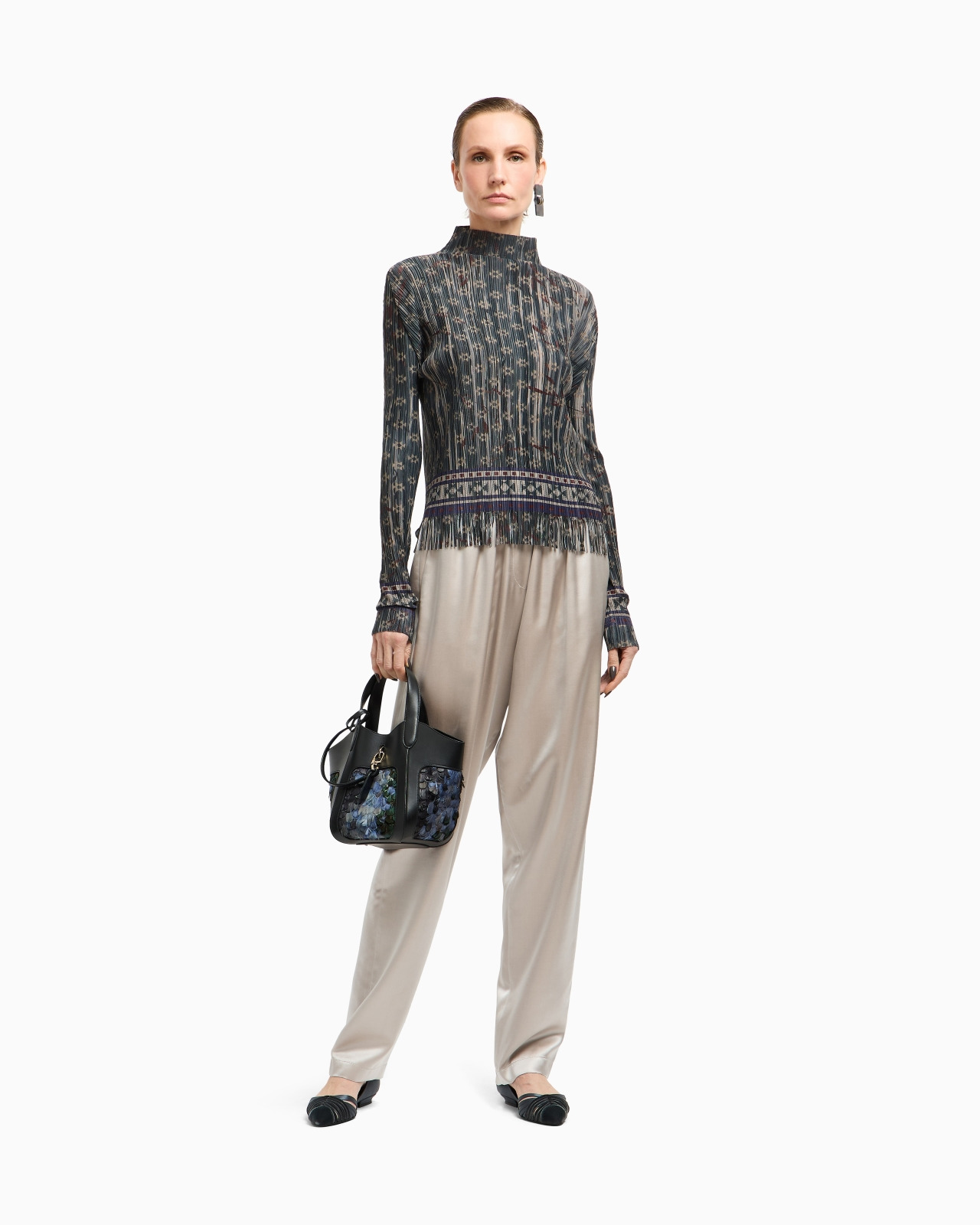 PLEATED LIGHT JERSEY JUMPER WITH PRINT - 2