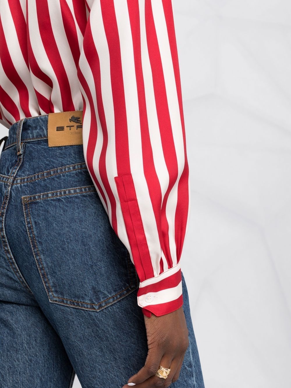 pussybow striped shirt - 3