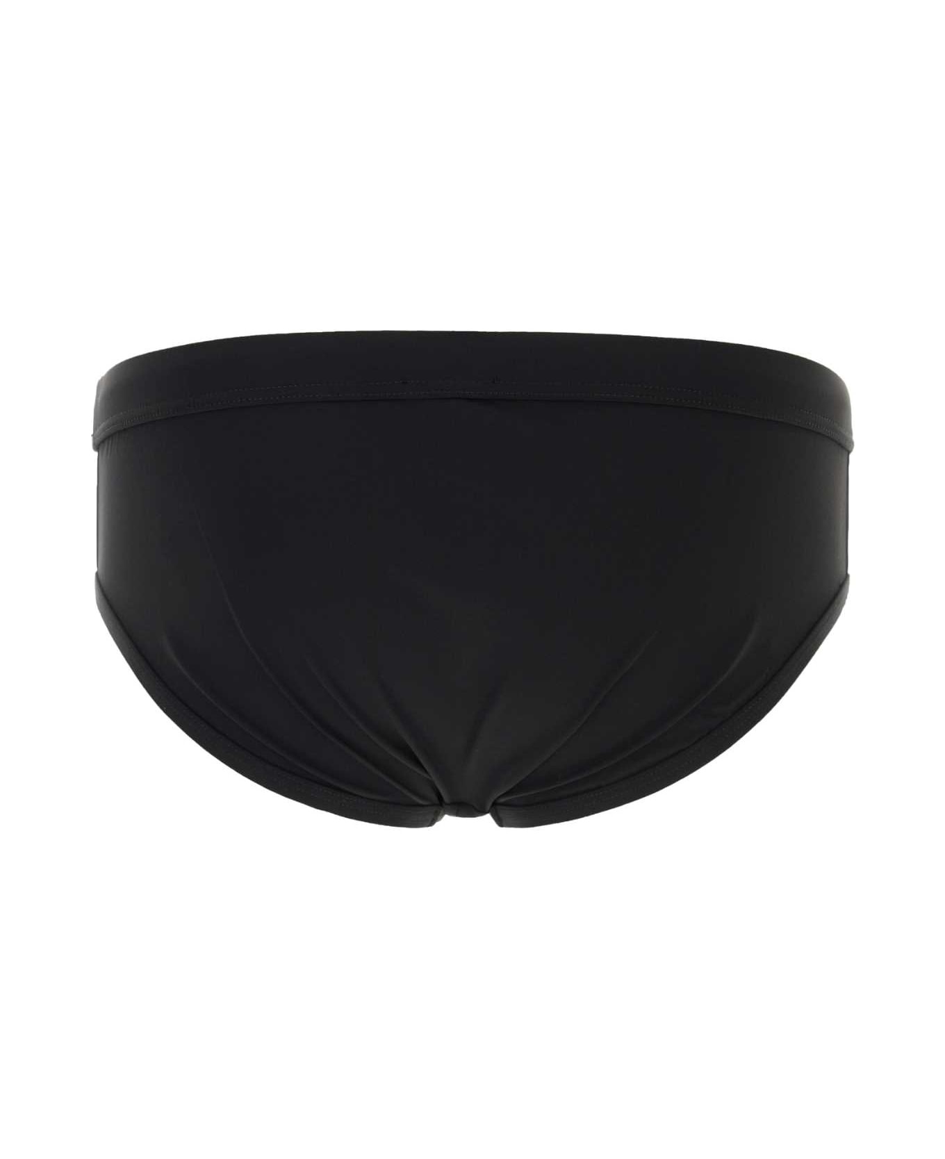 Black Stretch Nylon Swimming Brief - 2