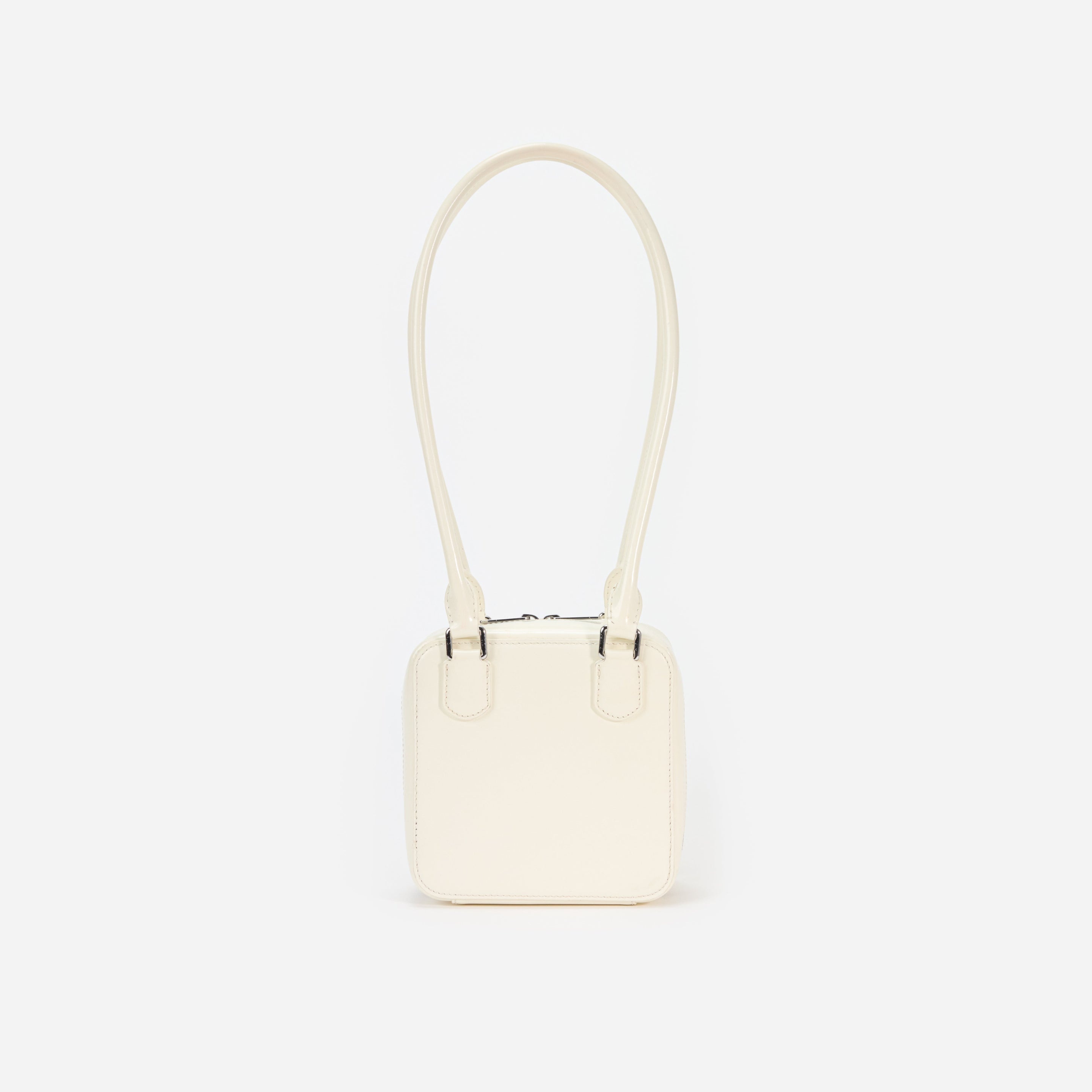 Cream Leather Square Shoulder Bag - 3