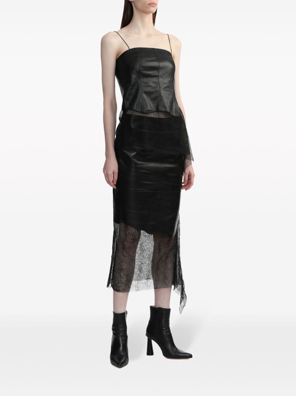 sheer leather top - 2