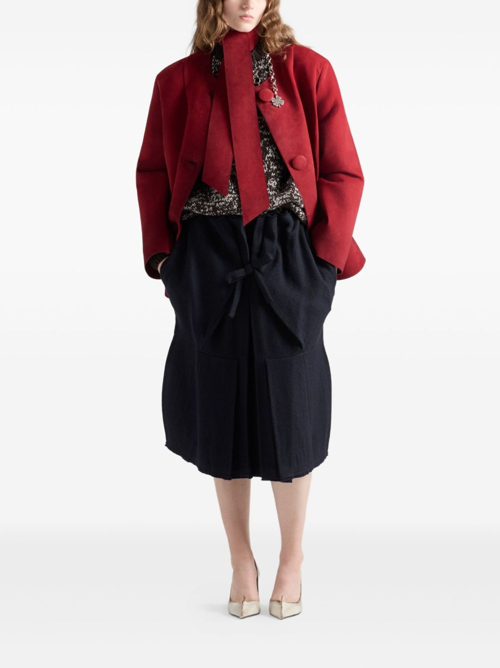 bow-detail pleated midi skirt - 2