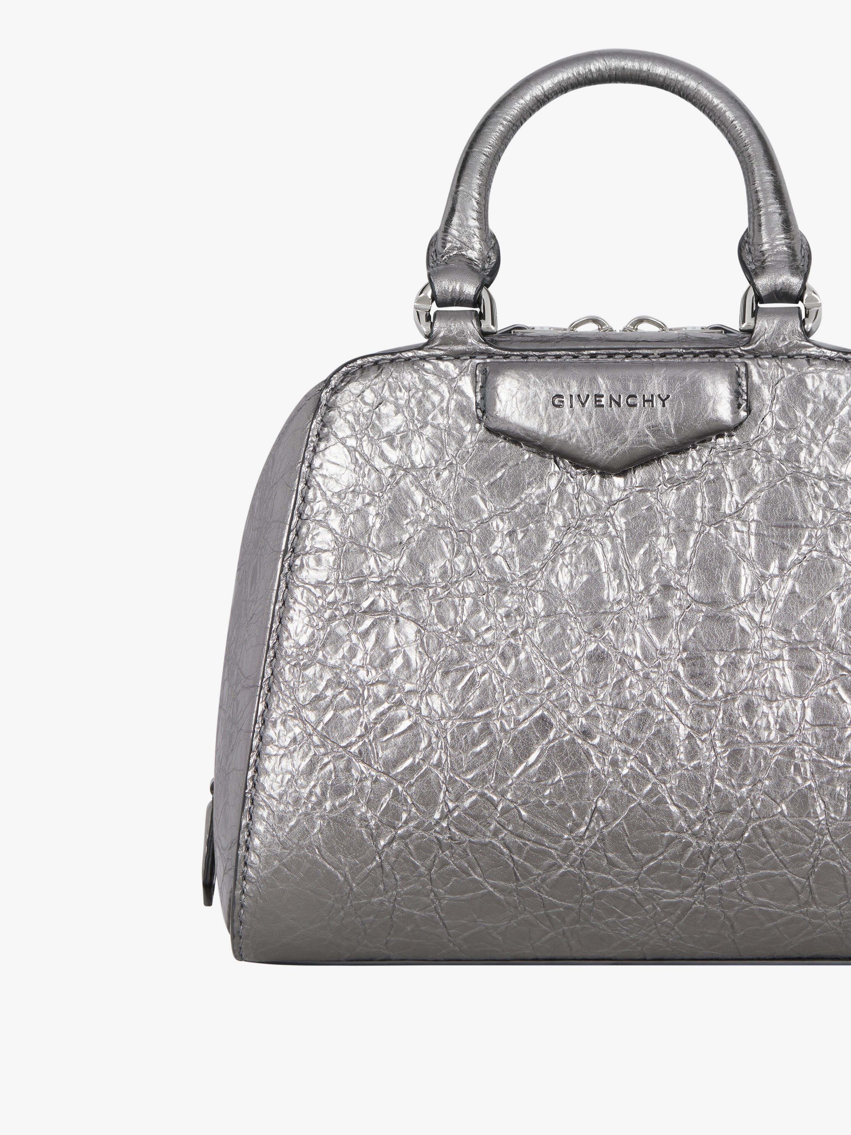 NANO ANTIGONA CUBE BAG IN LAMINATED LEATHER - 7