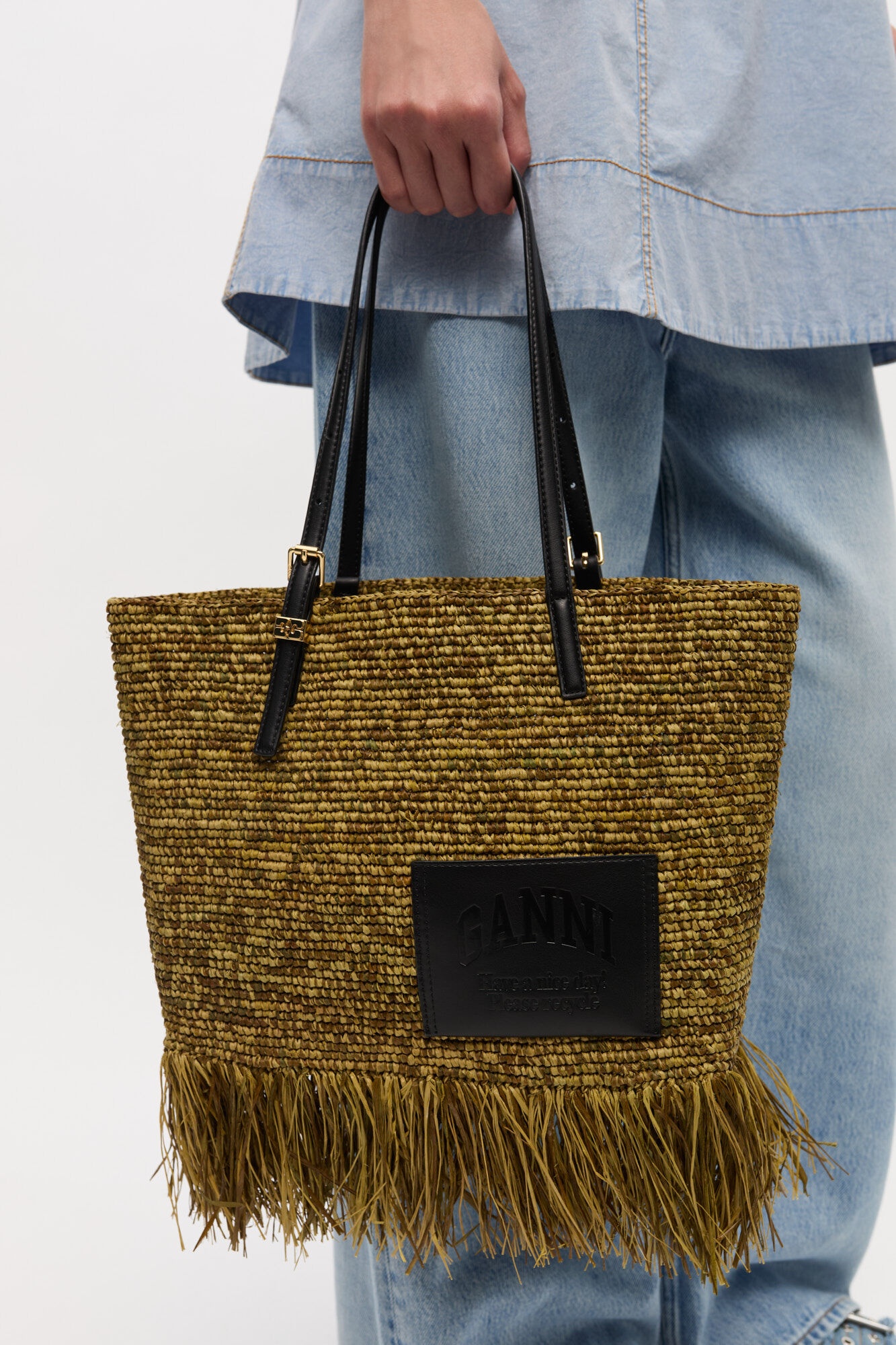 RAFFIA TOTE FRINGES BAG SMALL - 5
