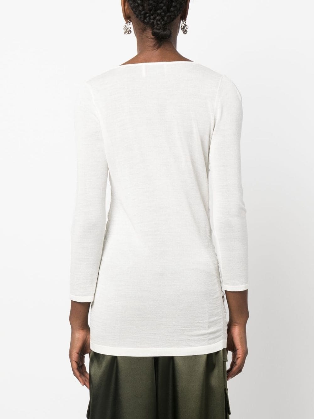 gathered-detail long-sleeve top - 4