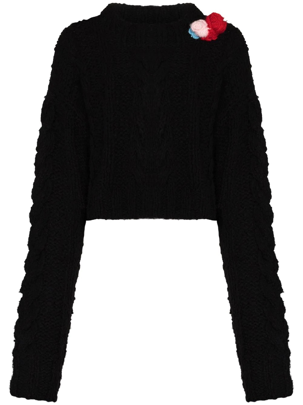 cropped pompom-embellished jumper - 1