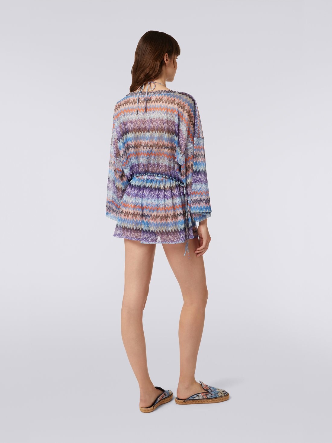 Chevron viscose tulle cover up blouse - 4