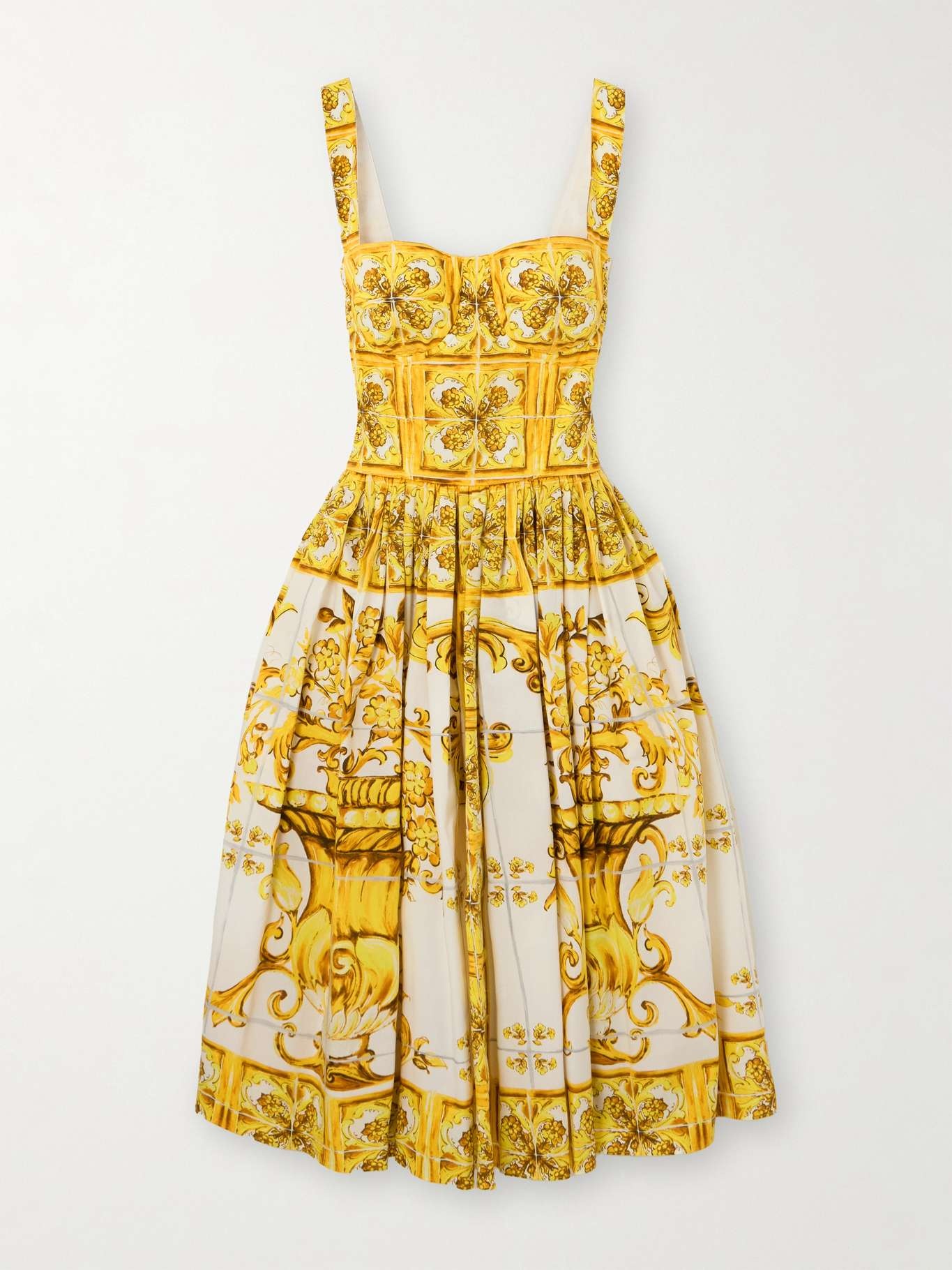 Pleated printed cotton-poplin dress - 1