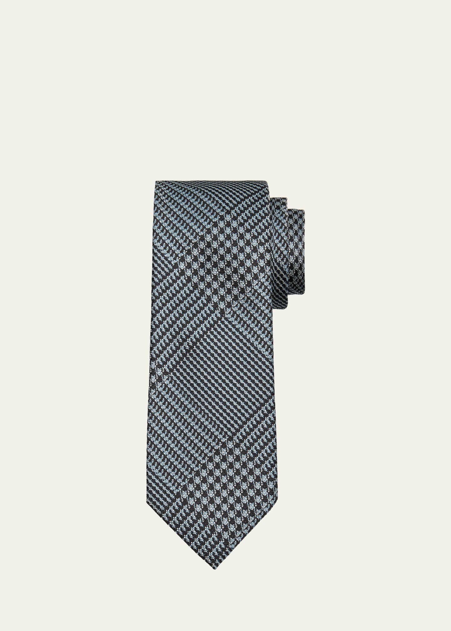 Men's Glen Check Mulberry Silk Tie - 1