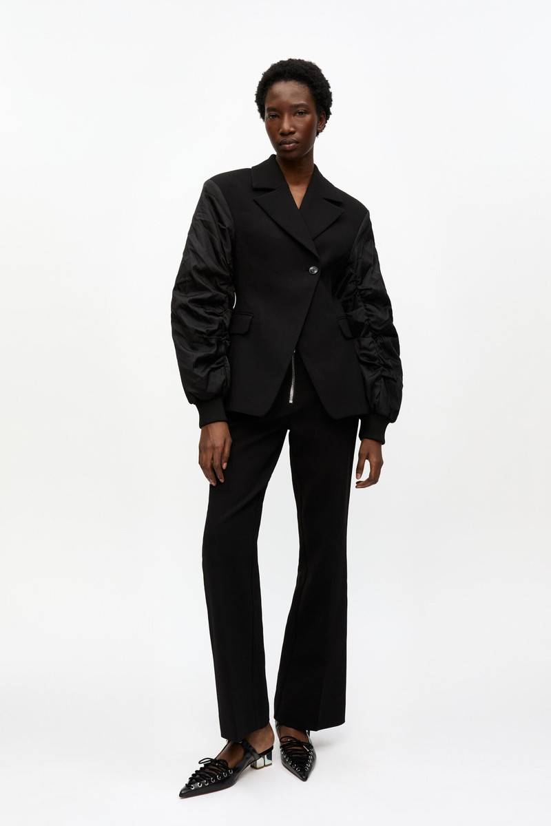 BLACK BONDED CREPE MIX JACKET 3