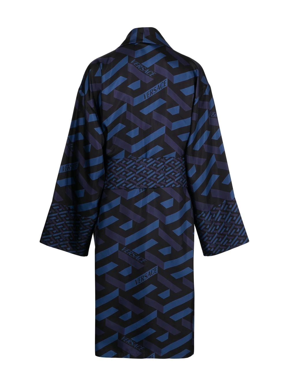 Greca-pattern silk robe - 2