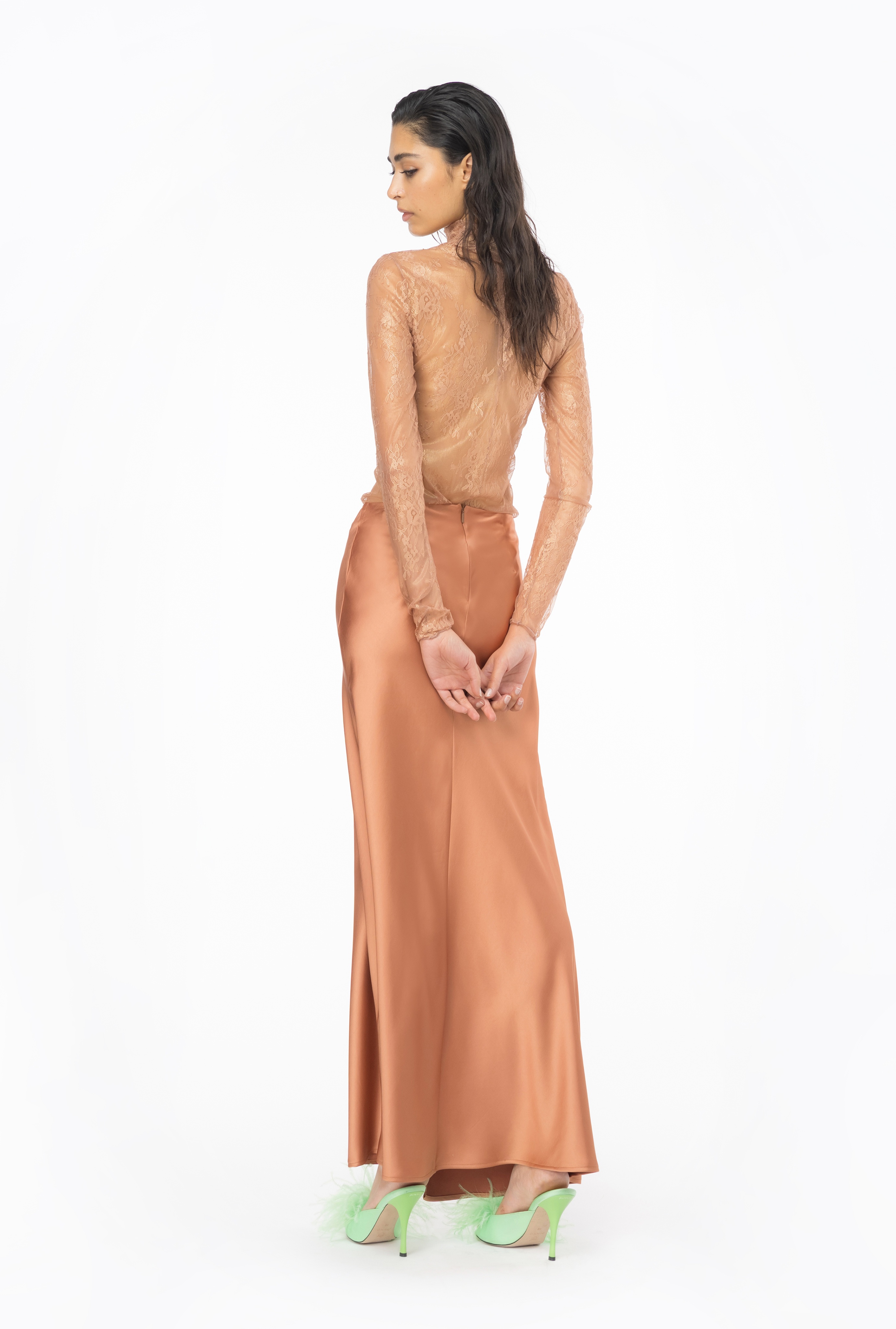 ELEGANT HAMMERED SATIN SKIRT - 4
