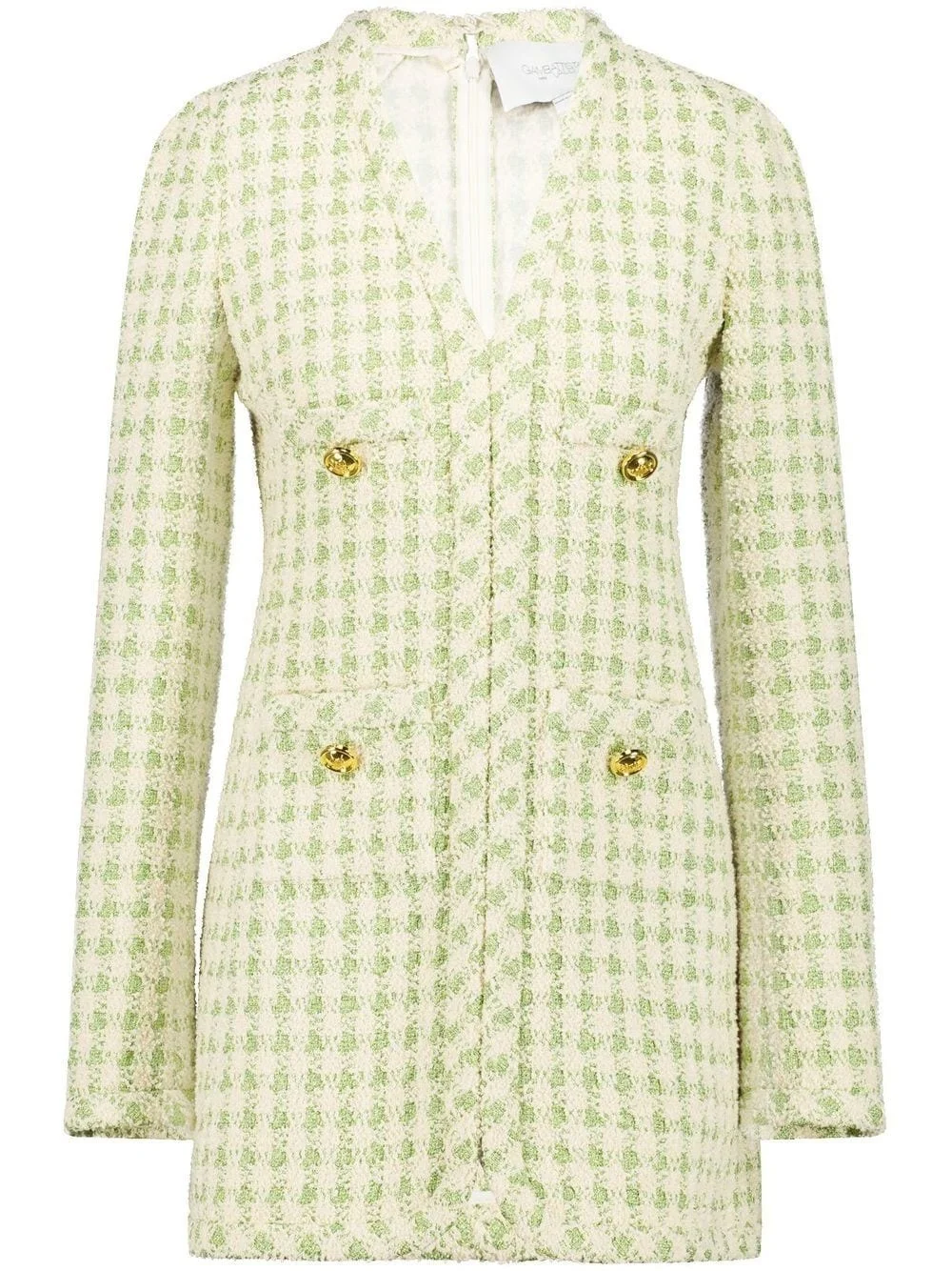check-print tweed blazer dress - 1