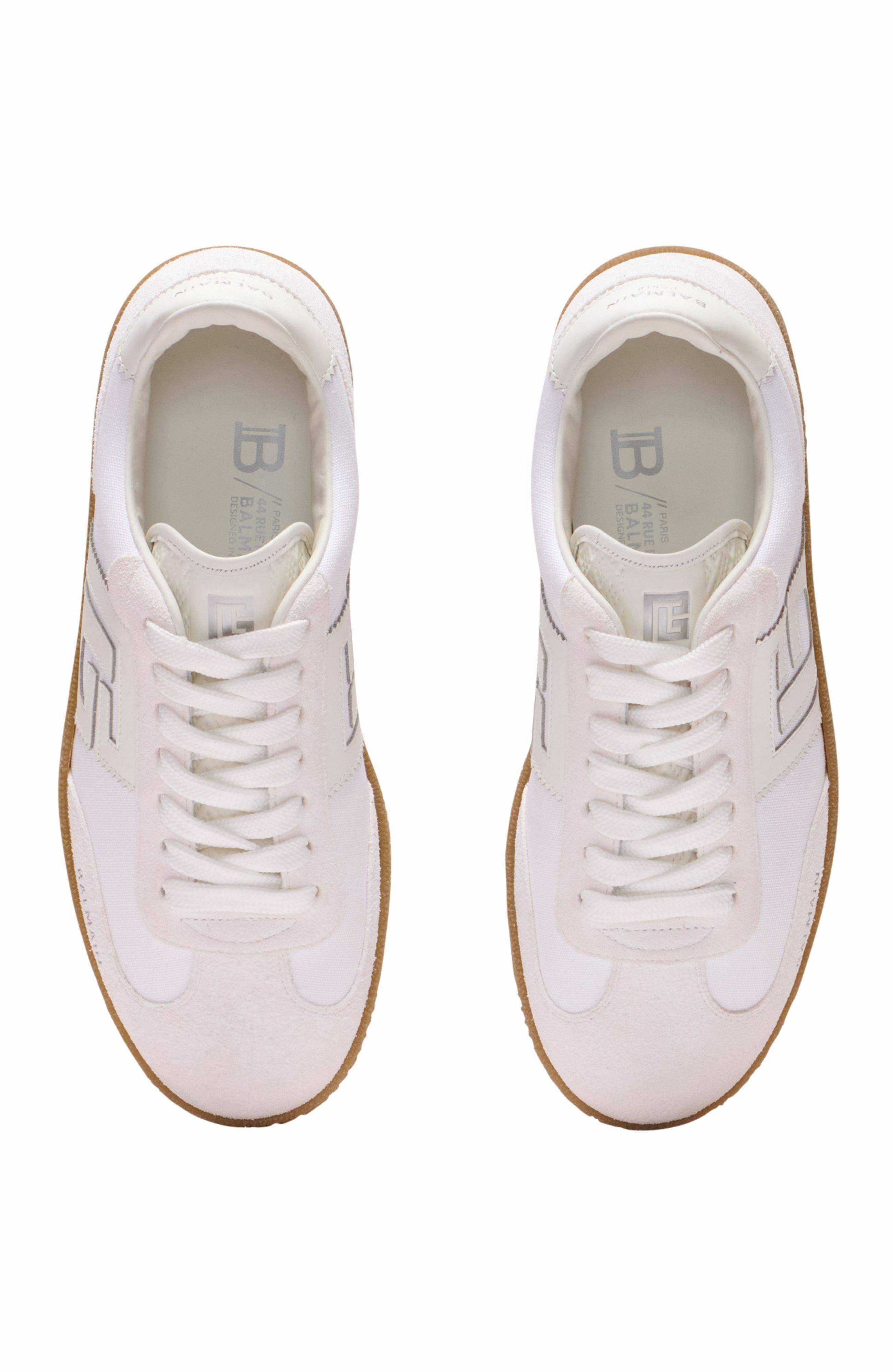 Leather and canvas Balmain Swan trainers in White at Nordstrom - 5