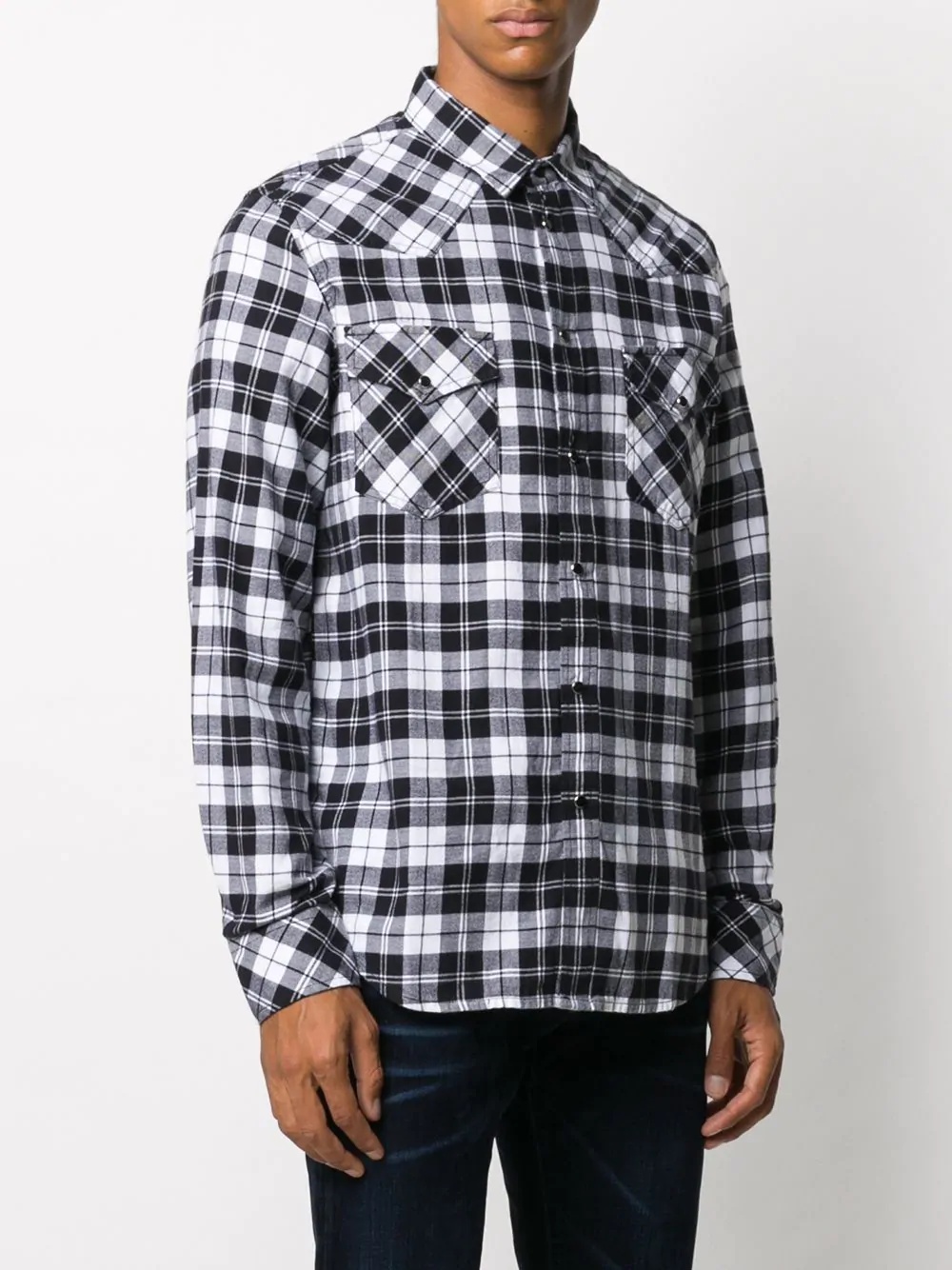 plaid print long-sleeved shirt - 3