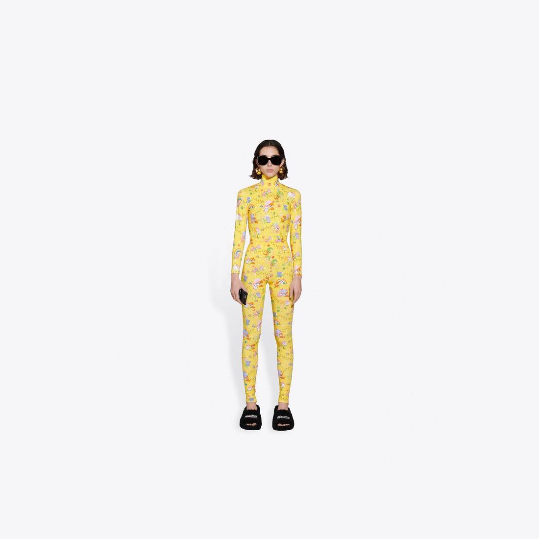 Women's Puppies And Friends Stretch Leggings in Yellow - 3
