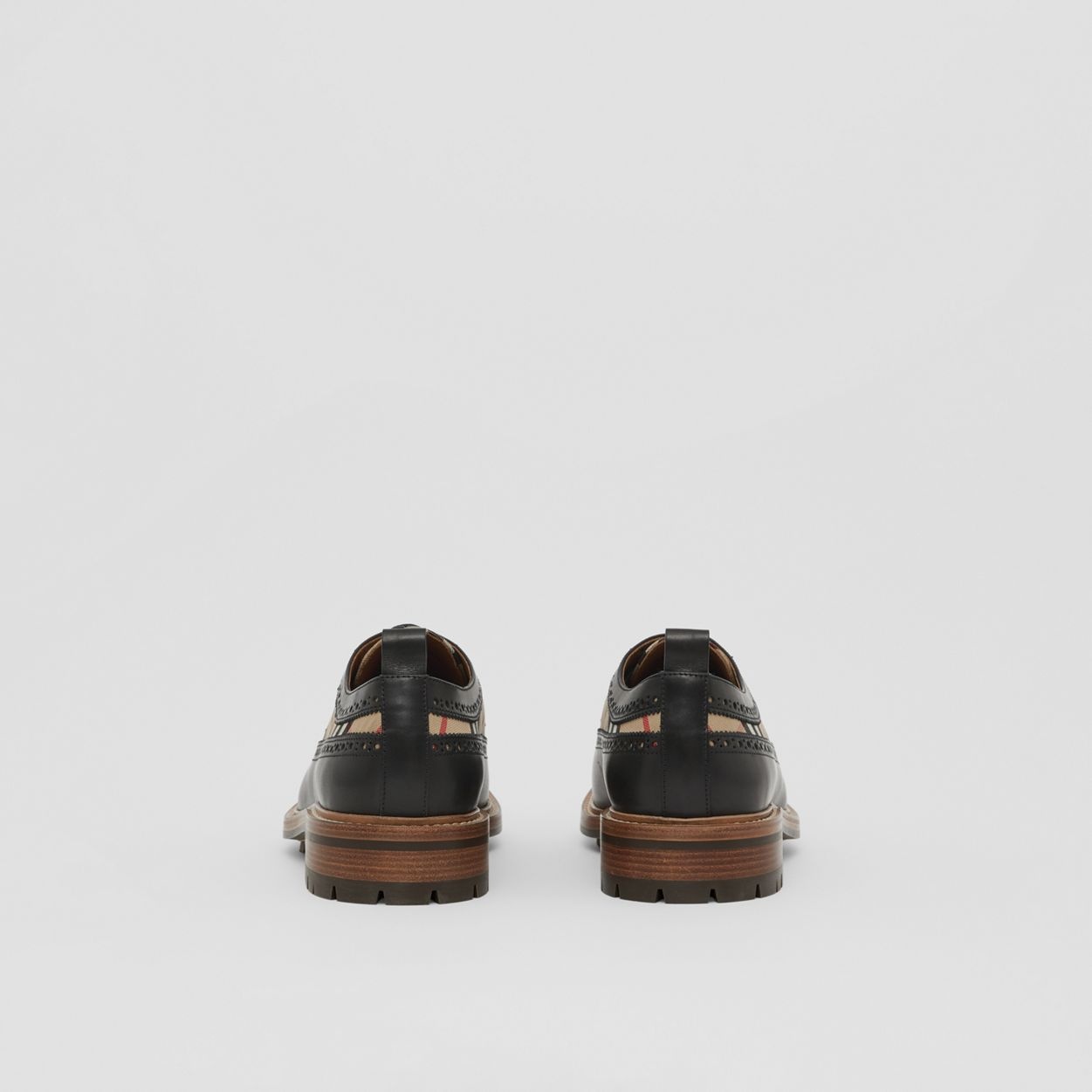 Vintage Check Panel Leather Derby Shoes - 5