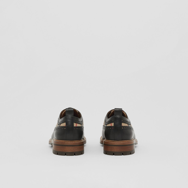 Vintage Check Panel Leather Derby Shoes 5